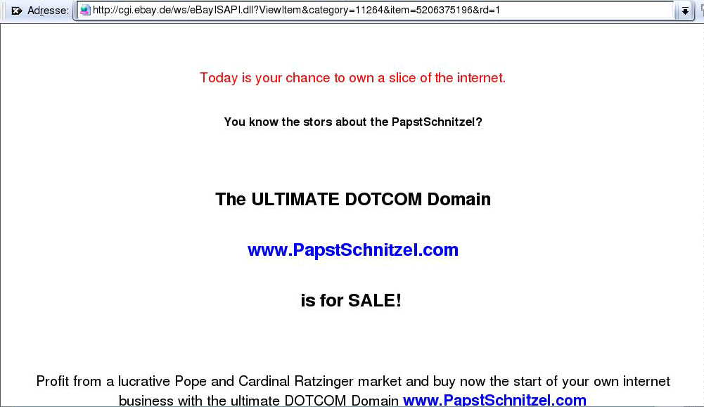 Dotcomismo: Ich domain, also bin ich