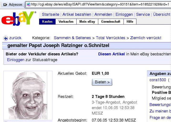 Bild vom Papst OHNE Schnitzel