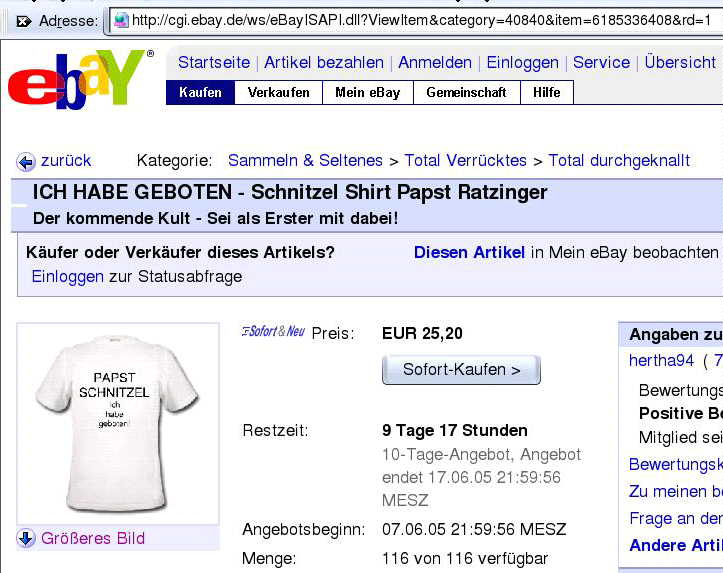 Suvivors Sale: Ich habe geboten